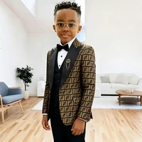 Costume de Cérémonie Floral pour Garçons 3 Pièces – Smoking de Mariage, Veste Formelle Simple Boutonnage, Gilet et Pantalon – Ensemble Blazer Enfant Coupe Slim 3