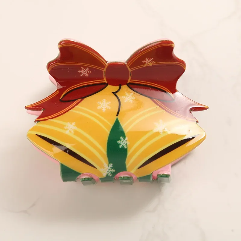 Cute Christmas Elf Reindeer Cartoon Printed Claw Shark Hair Clip Fun Holiday Party Accessory for Girls Kids