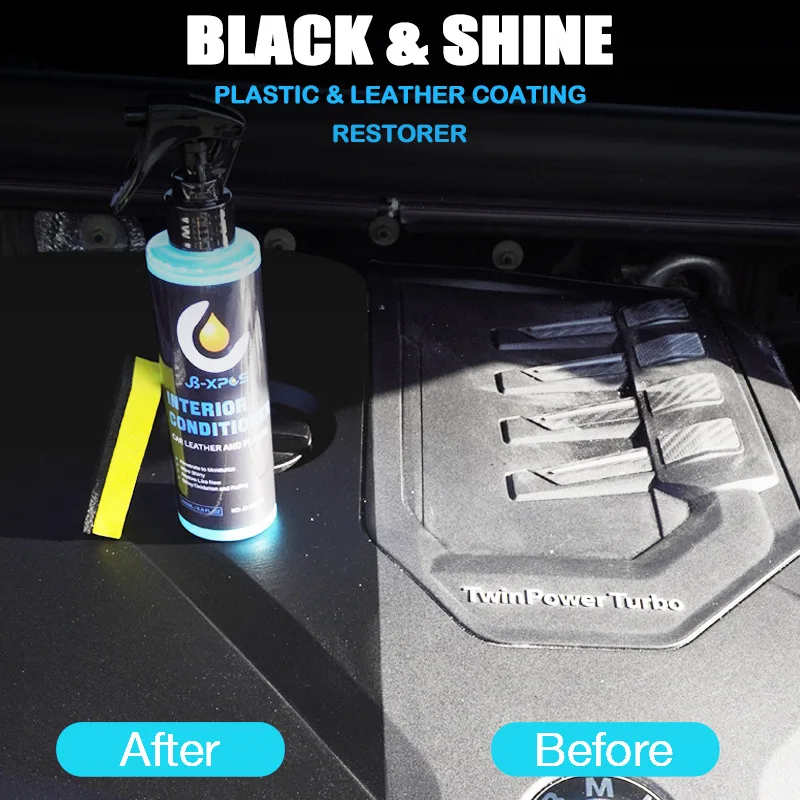Plastic Leather Restorer Interior Trim Conditioner Polish Shine Cleaner Restore New Black Color Fading Repair Car Care Detail 6