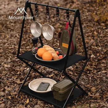 MOUNTAINHIKER 야외 휴대용 접이식 선반, 알루미늄 합금 테이블, 여행 보관 랙, 캠핑 피크닉 바베큐 랙, 3 층 테이블