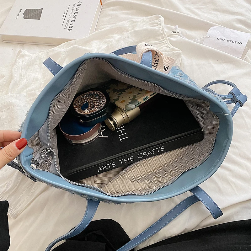 VeryMe Large Capacity Ladies Travel Shopping Tote Bags Casual Denim Female Shoulder Purses Fashion Design Handbags сумка женская