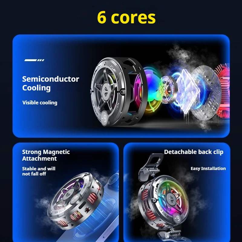 K20 마그네틱 반도체 휴대폰 쿨러 디지털 디스플레이 및 RGB 조명 게임용 빠른 온도 하락 강력한 냉각