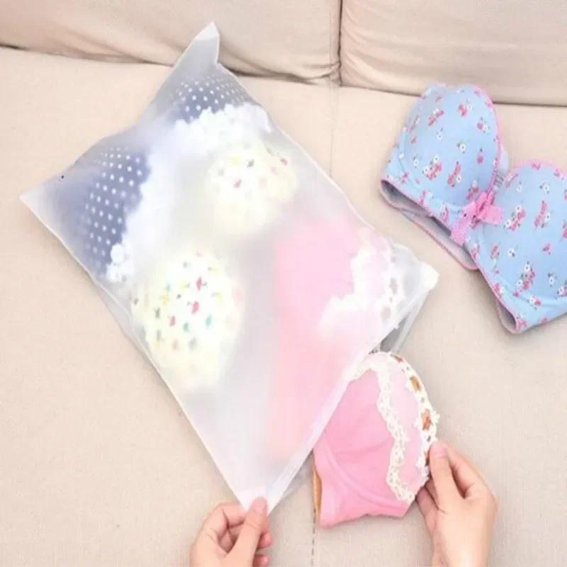 1 Pc Portable Travel Storage Bag Set Cosmetics Clothes Lingerie Bag Frosted Translucent Plastic Storage Bag Self Sealed Zipper
