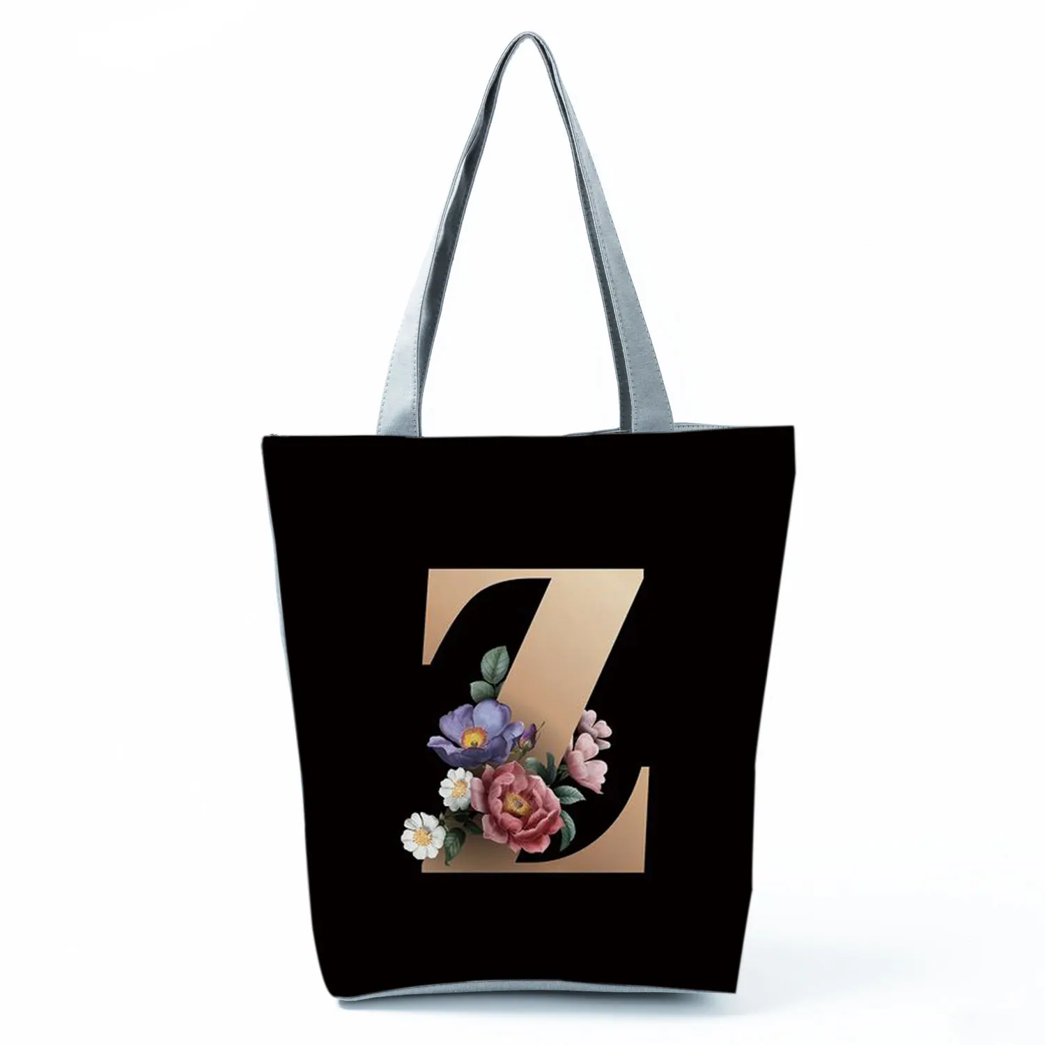 best women's bags for work Floral Letter Shopping Bags Customizable Bag Simple Large Designer Handbags Shoulder Canvas Shopper for Groceries Sac Tote black tote bag Totes