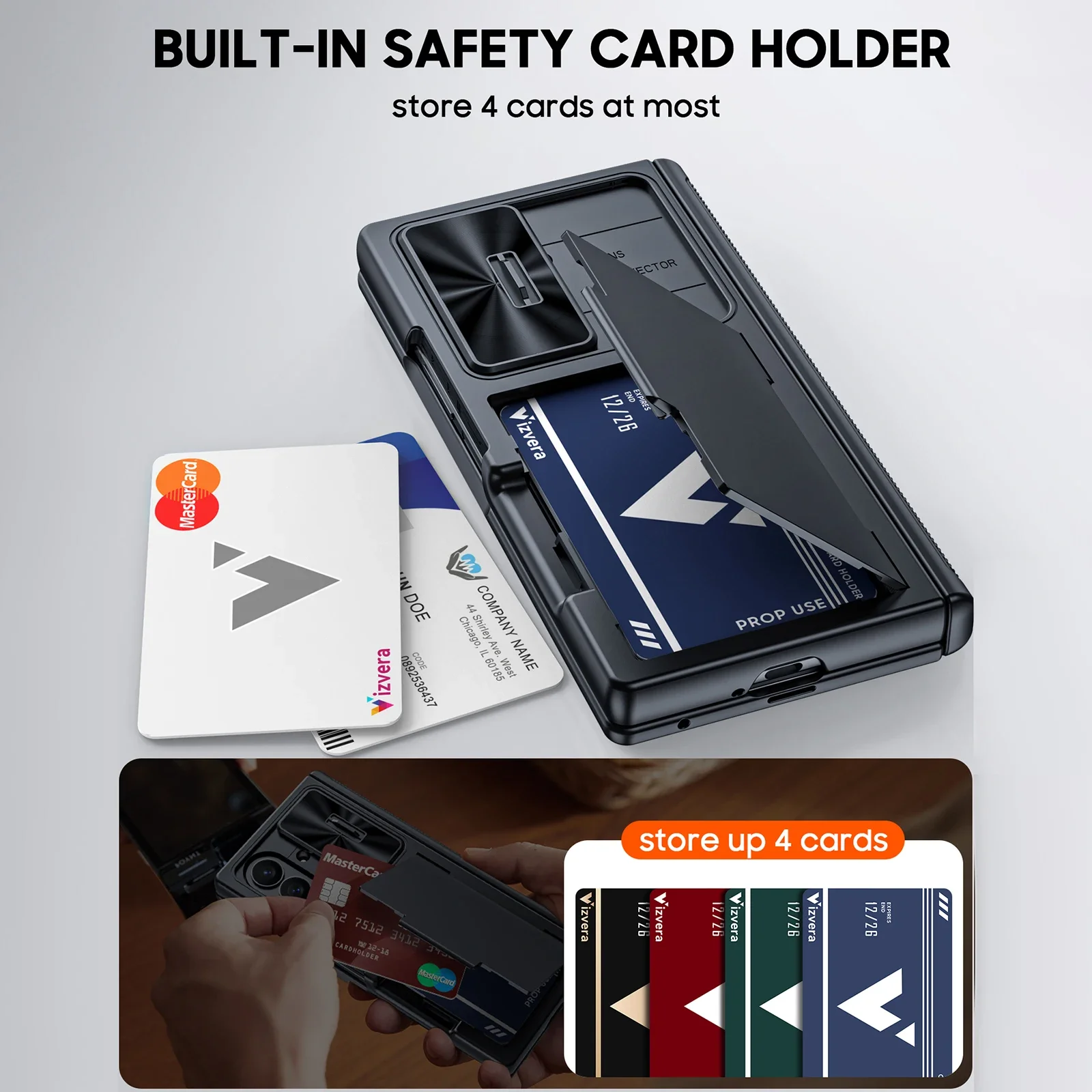 Enhanced Protective Black Wallet Case with RFID Blocking and Card Holder