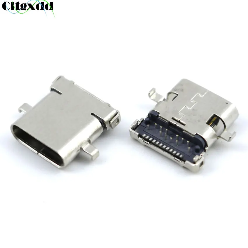 

USB 3.1 Type-C 24 Pin 24P Sinking Plate Type Front Insertion Rear Pasting 10.00 Long Body Female Socket Charging Port Connector