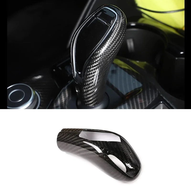 

Real Carbon Fiber Interior Gear Shift Head Knob Decorative Cover Fit For Alfa Romeo Giulia Stelvio 2020-2021