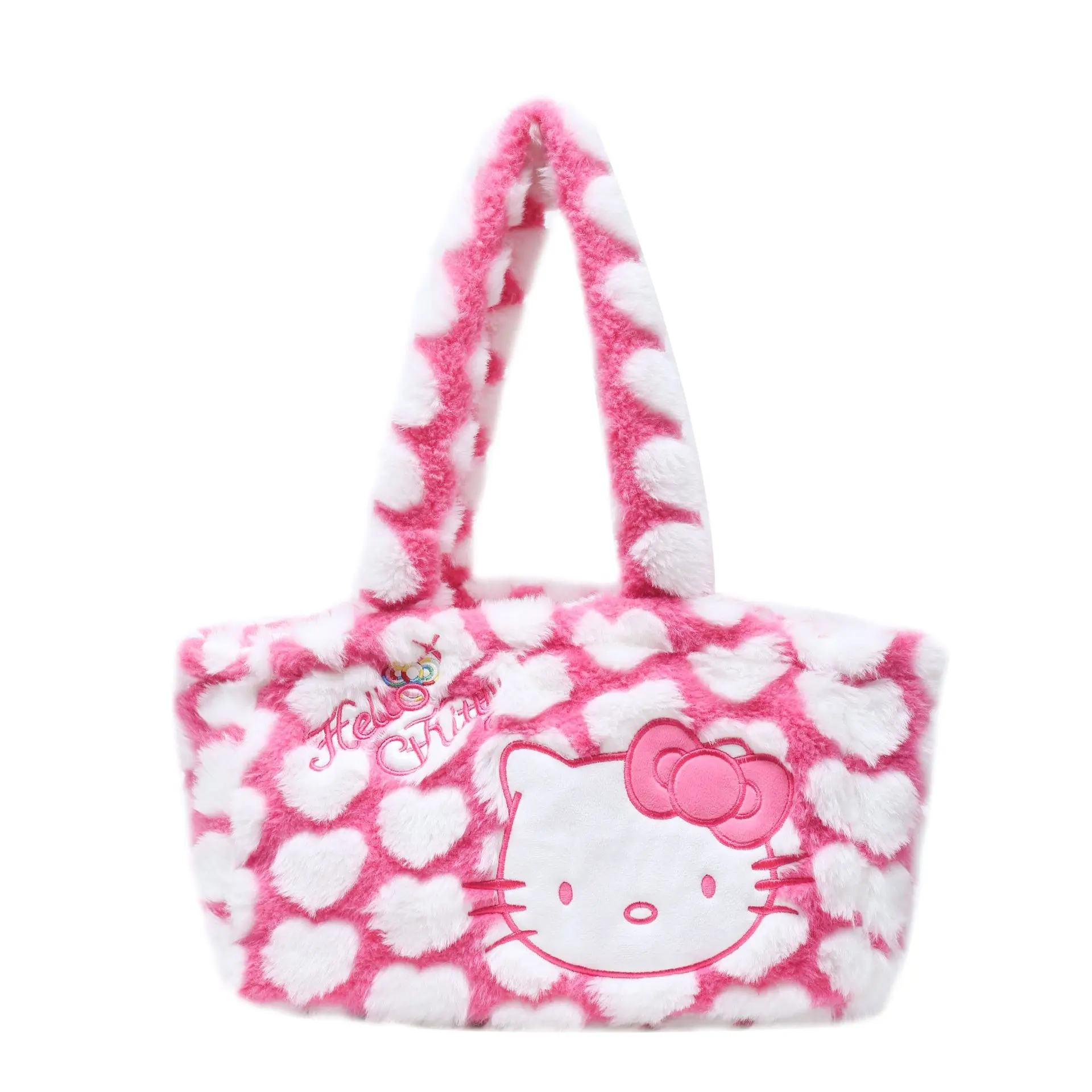 Hello Kitty Sanrio Plush Kawaii Cartoon Cute Kitty Leopard Print Make-Up Tote  Bag Anime Plush Toys for Girls Birthday Gift - AliExpress