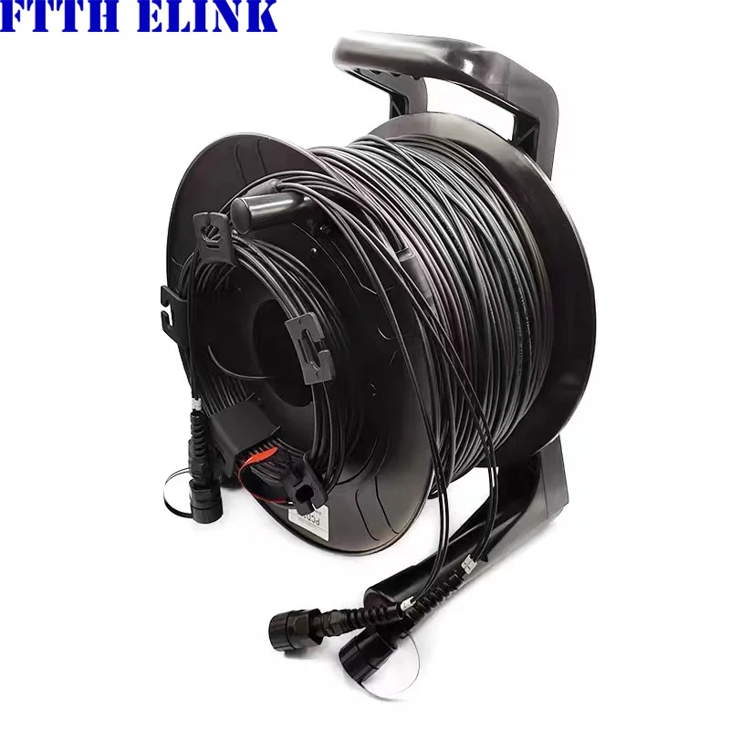 방수 단일 모드 야외 FTTH 광섬유 패치 코드, PCD235 드럼, 4 코어 SM LSZH, 4C TPU LC-LC, 50m 60m 70m 80m 90m