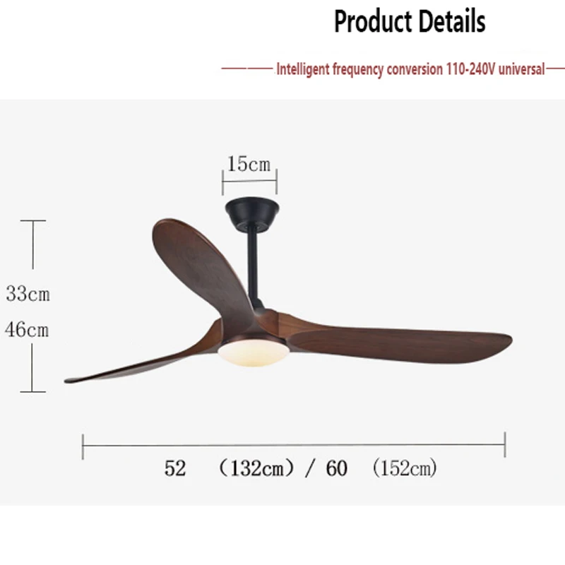 60 inch ceiling fan industrial vintage wooden ventilator with light Remete control decorative blower wood retro fans