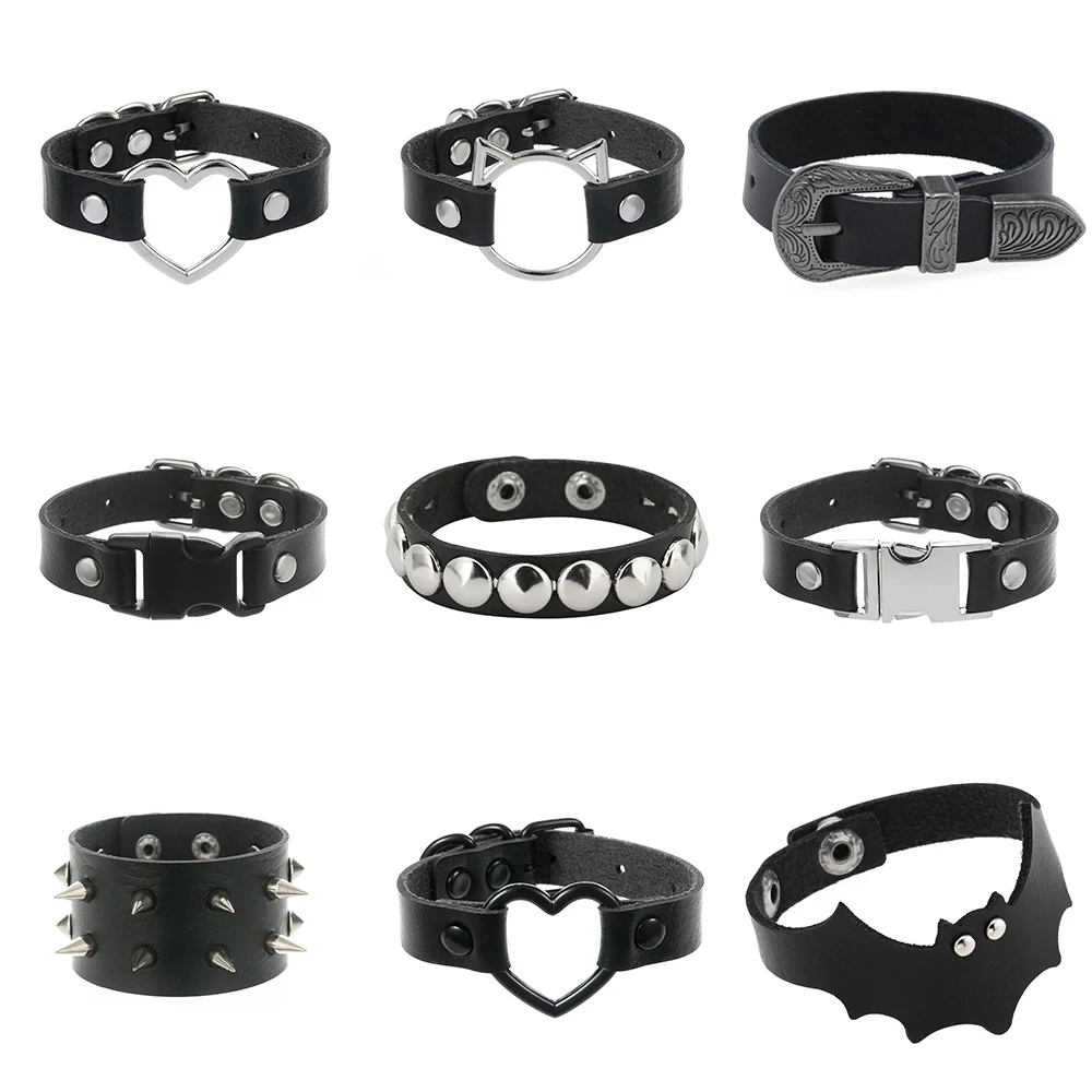 Herz Katze Fledermaus Gothic PU Leder Wickelarmband Bangle Für Frauen Männer Punk Fashion Hip Hop Harajuku Herz Charm Armband 12 Herz Katze Fledermaus Gothic PU Leder Wickelarmband Bangle Für Frauen Männer Punk Fashion Hip Hop Harajuku Herz Charm Armband 1