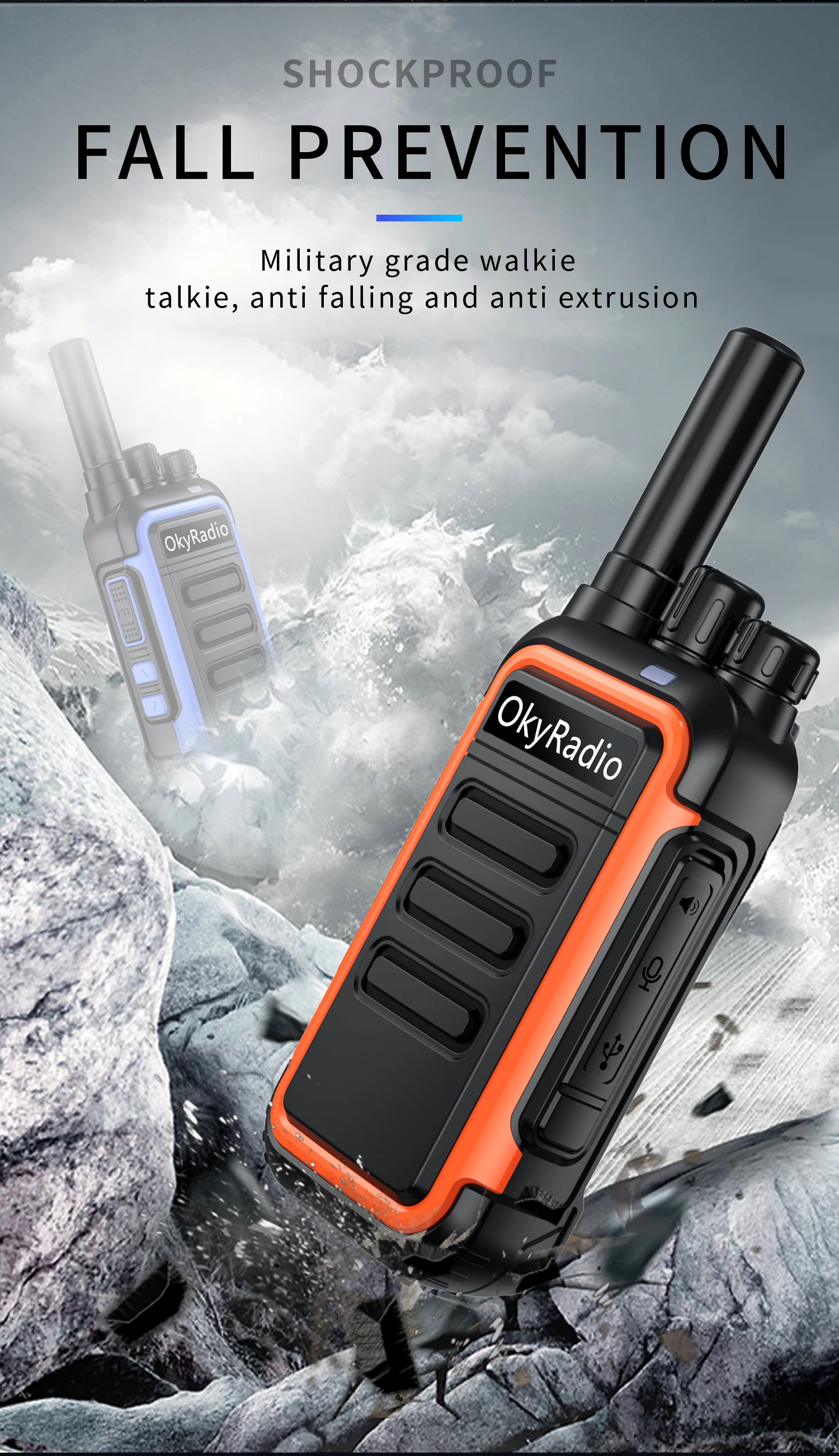 long range walkie talkies 500 miles New 4800mah OkyRadio 5w Portable Waterproof Walkie-talkie 6km Call Distance Suitable for Factory Scheduling Self-driving Tour military walkie talkie