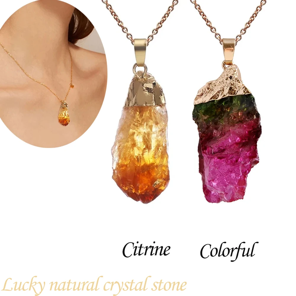 For Jewelry Making DIY Jewelry Making Handmade Necklace Natural Gemstone Irregular Citrine Amethyst Pendant pendant necklace silver pendant jasper pendant gold scarab pendant