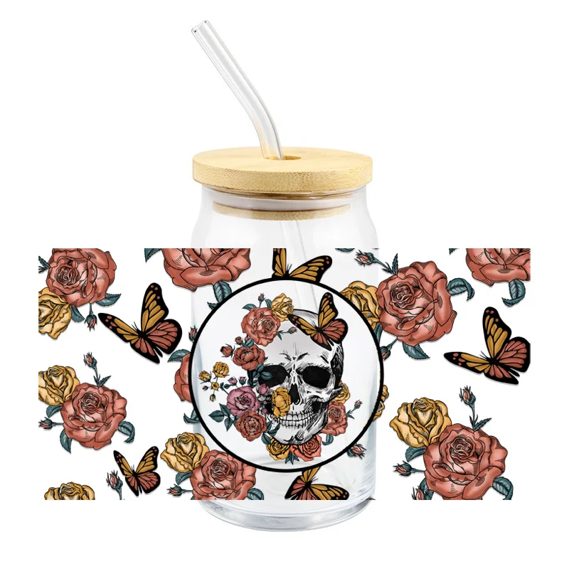 Floral Skulls UVDTF cup wrap – Parker + Rae