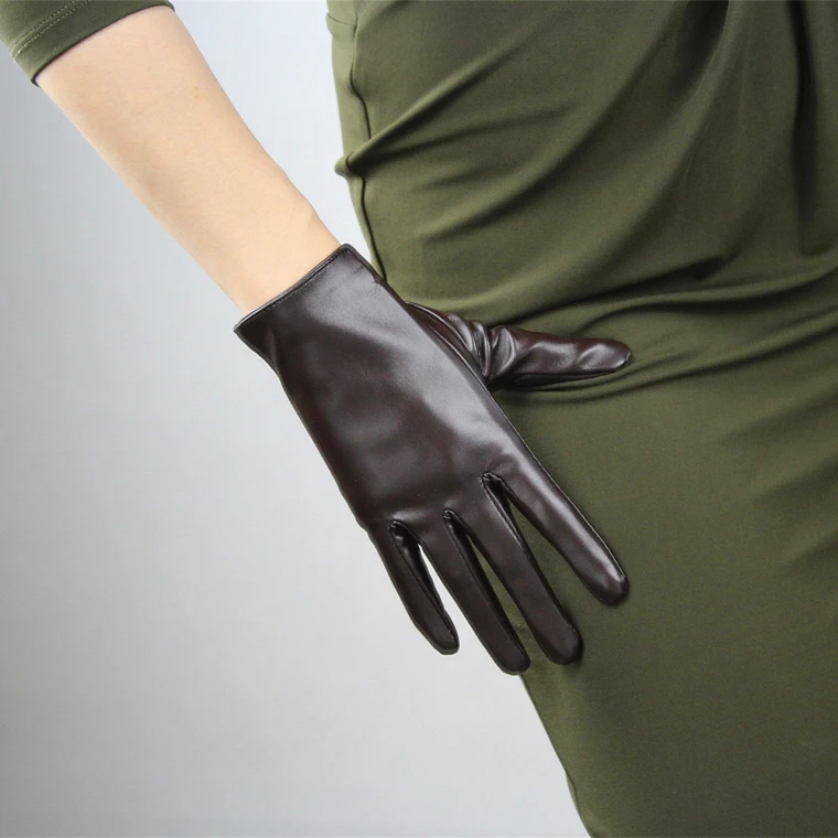 LONG GLOVES Faux Leather PU 15" 38cm Coffee Dark Deep Brown Loose Fit Unisex LLDLLNT