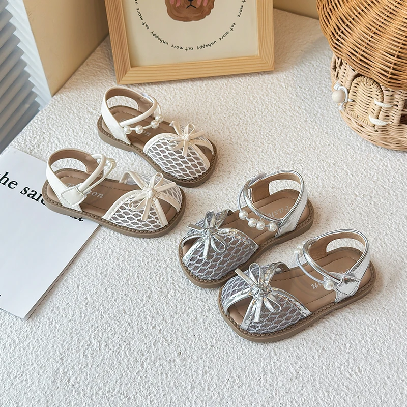 Girls Mesh Leather Sandals Summer Non Slip