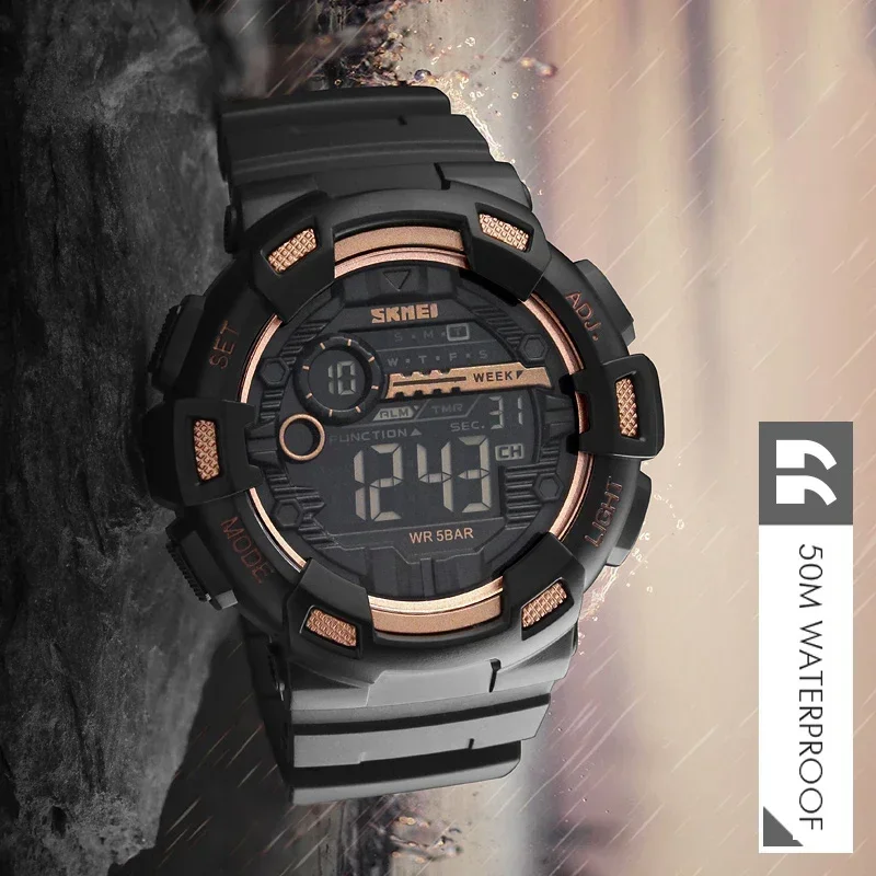 5PCS/Set SKMEI 1243 Men Multifunction 5Bar Waterproof PU Strap LED Display Watches Chrono Digital Watch reloj hombre Sport Watch 5