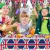 124Pcs UK British Flag Union Jack Party Supplies Tablecloth/Napkins/Cups/Paper Plates Dinnerware Set Hanging Banner Decoration 2