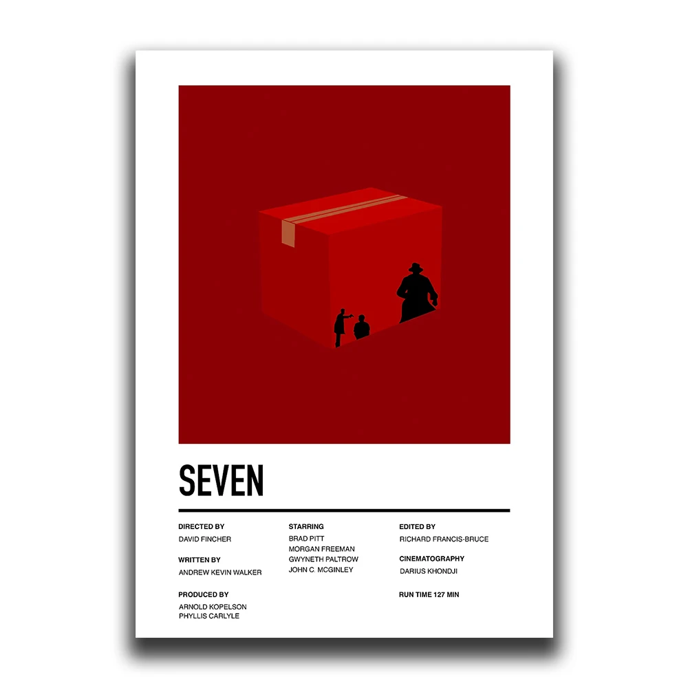 Vintage Black Cinema Art: Se7en Film Canvas Wall Mural