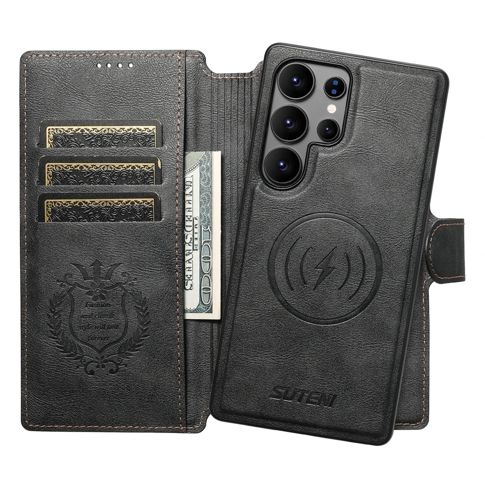 Luxury MagSafe Leather Wallet Case with Magnetic Closure and Card Pocket