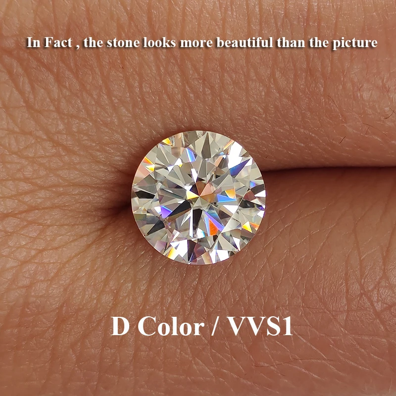 1.0ct 6.5mm Real D Color Moissanite Stone Lab Grown Diamond GRA Certified Moissanita Premium Gemstone Pass Diamond Tester