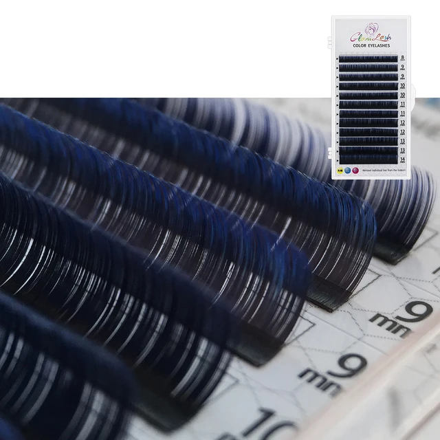 GLAMLASH Gradient Red Green Blue Purple Color Eyelash Extension Individual Faux Mink Ombre False Eye colored Lashes Makeup Tool Gradient Blue