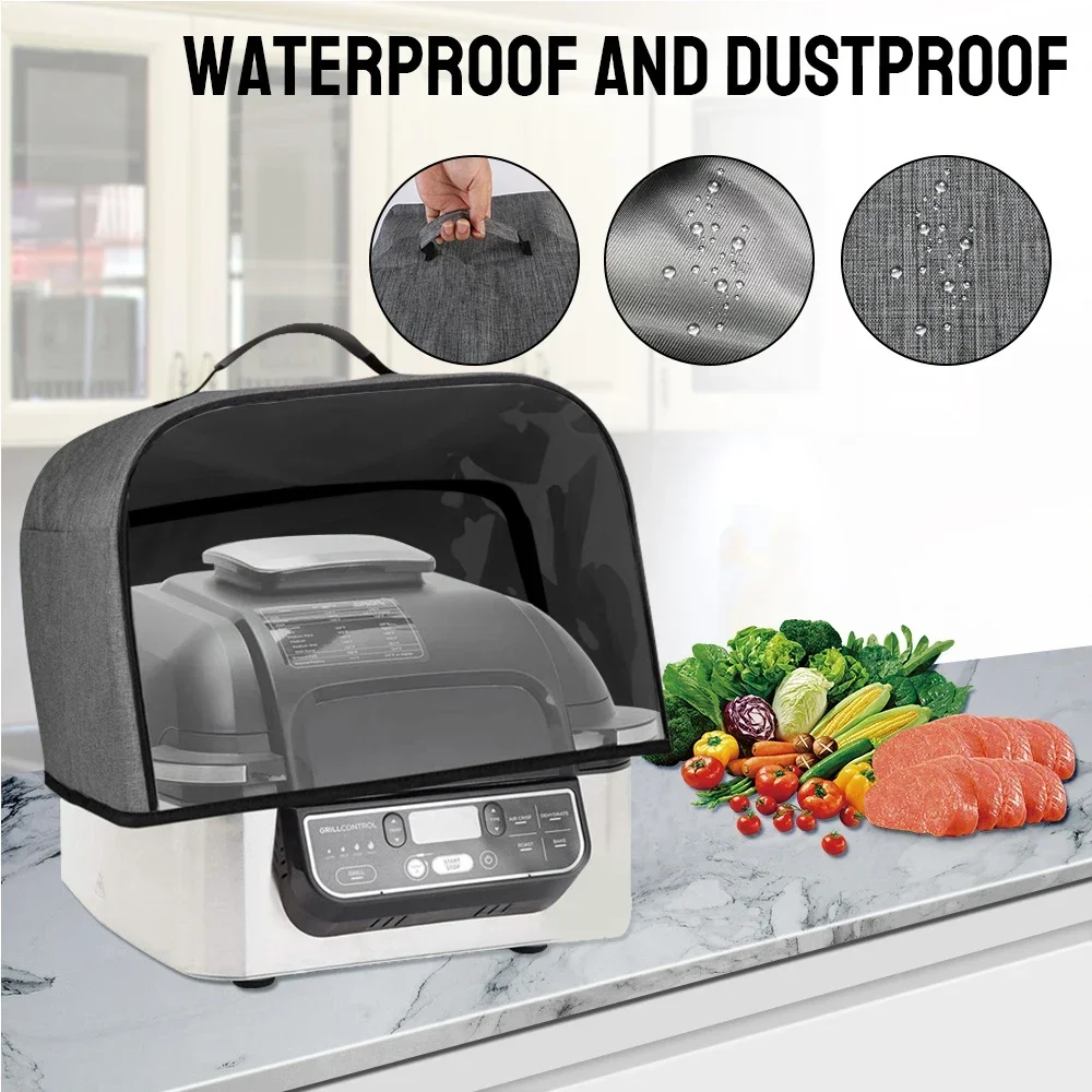 Air Fryer Hood For Grill Durable Kitchen Dust Cap With Storage Pockets Waterproof Household Grill Toaster Dust Cover SIKEZHAN air fryer hood