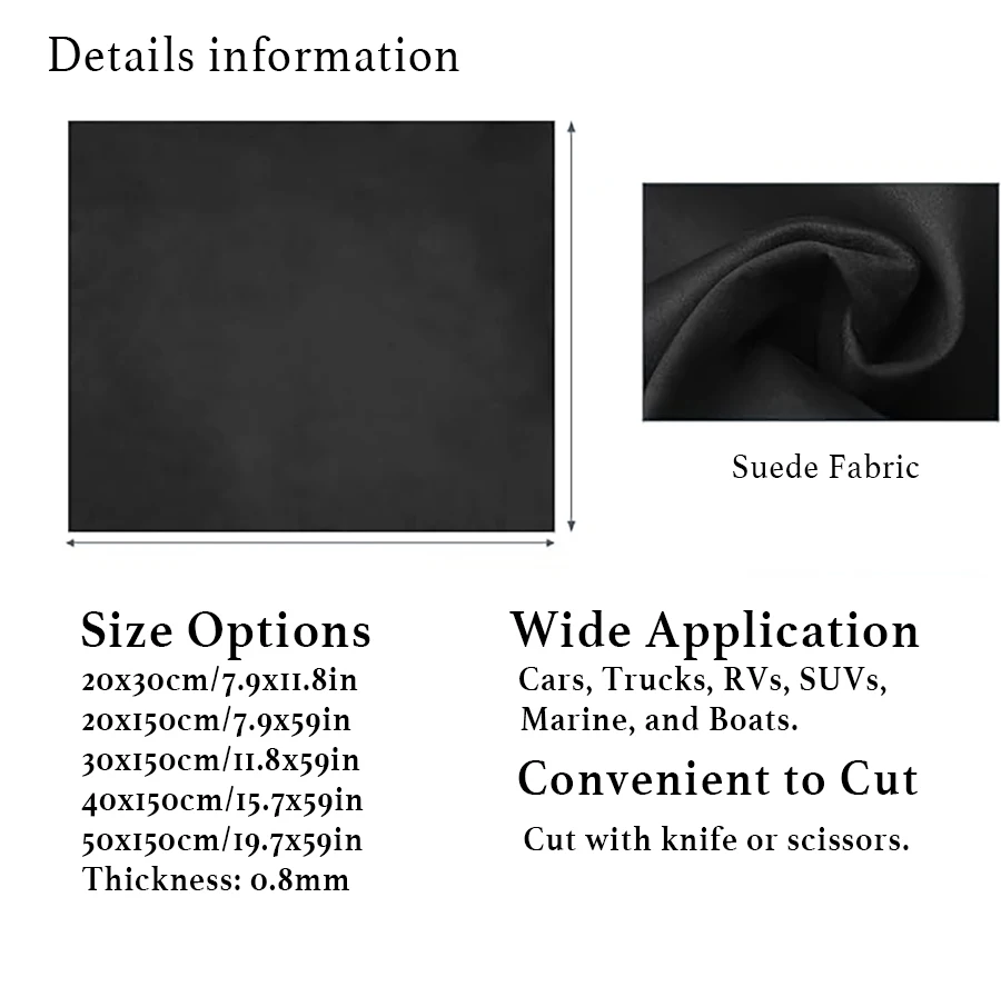 Suede Fabric Wrap Microfiber Fabric Self-Adhesive Suede Look for Car Interior Black Film Sticker DIY Elastic Peel Stretch