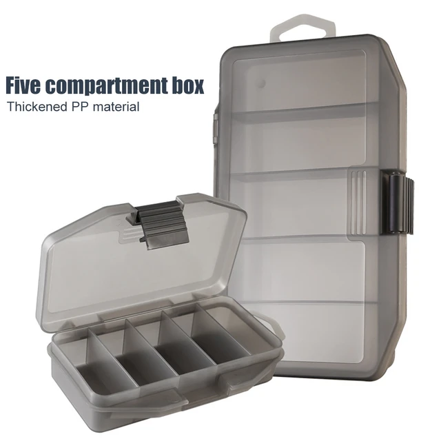 5 Grids Fishing Bait Box Compartments Container Fishing Tackle Storage Case  Double Sided Large Capacity Fishing Gear Accessories