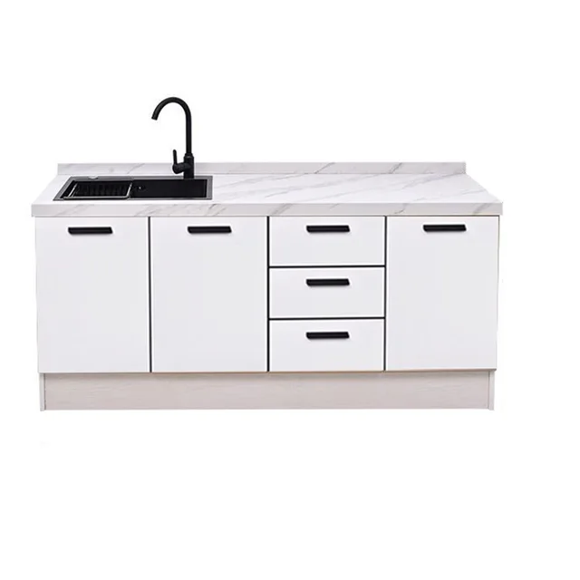 ตู้ครัวประกอบง่ายจากโรงงาน ผลิตเตาและตู้เก็บของ พร้อมอ่างล้างจานแบบติดตั้งในตัว ท็อปเคาน์เตอร์หินอ่อน 5