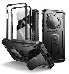 Full Body Military Grade Armor Shockproof Case with Built-in Screen Protector and Bracket (Black)