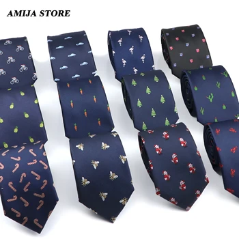 고품질 자수 넥타이 다크 블루 넥타이, 꽃 동물 과일, 크래바트 비 장미, 해골 새 호박, 남성용 액세서리 선물