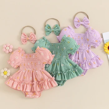 Baby Girl Daisy Romper & Headband Set 1