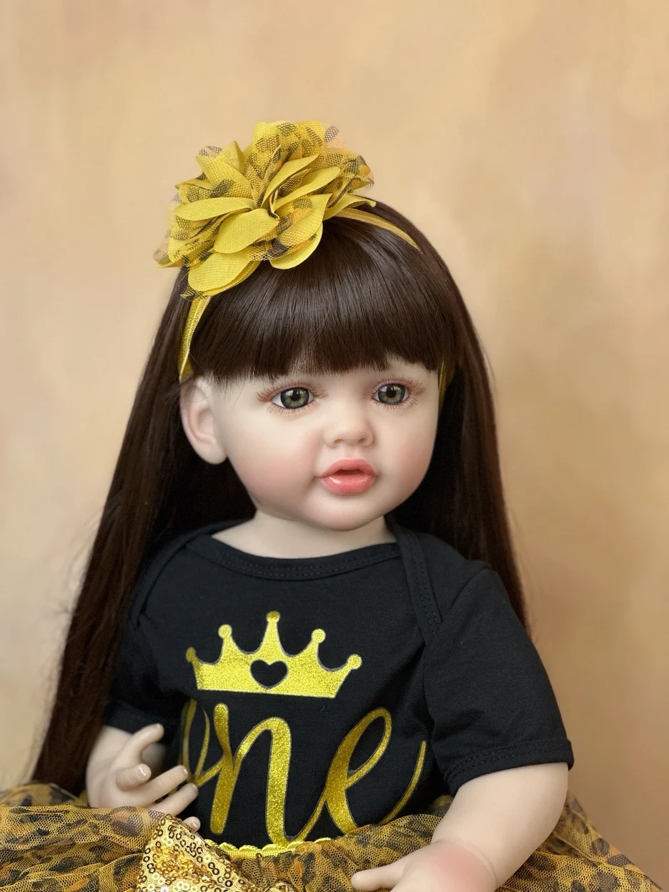 BZDOLL Lifelike 55 CM Soft Silicone Reborn Baby Realistic Girl Doll 22 Inch Princess Toddler Art Bebe Birthday Gifts for Child 6