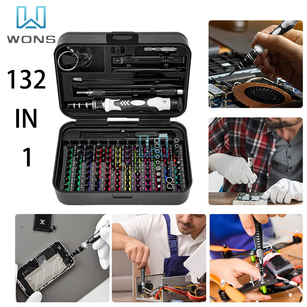 132 In 1 Professional Multifunction Bit Screwdriver Set For Laptop Computer Computer PC Mobile Phone Device DIY Repair Tool Kit 38 in 1 precision screwdriver set multifunction diy hand tool kit for iphone mobile phone cellphone laptop pc electronic device