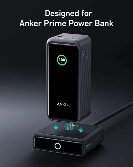 قاعدة شحن Anker 100W الأصلية لـ Anker Prime Power Bank شحن سريع مع 4 منافذ لأجهزة الكمبيوتر المحمولة المتوافقة مع MacBook