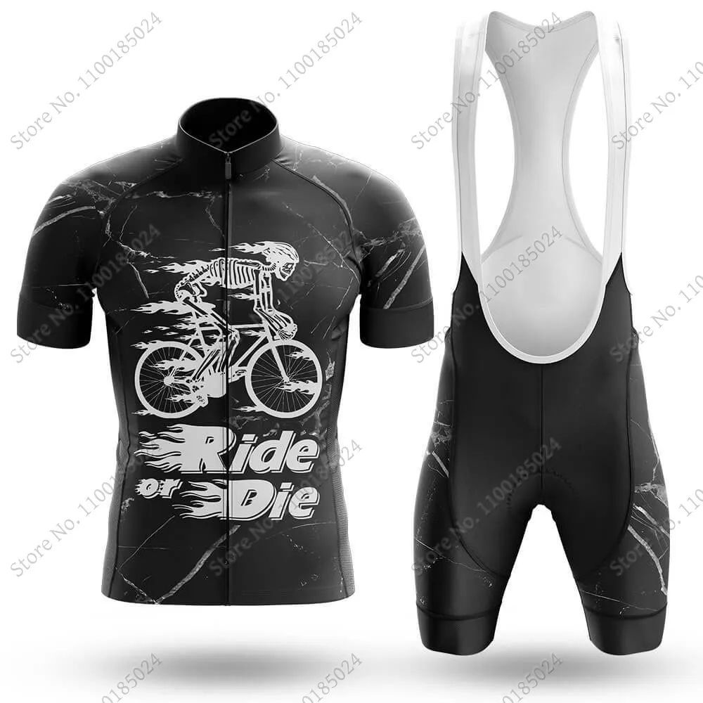 2022 Ride Or Die Cycling Jersey Set Summer Mens Black Bicycle Clothing Road Bike Shirts Suit