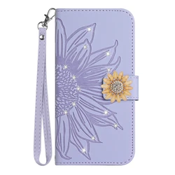 Sunflower Leather Wallet Flip Cover with 3D Glitter Design for iPhone 12 Mini (PURPLE)
