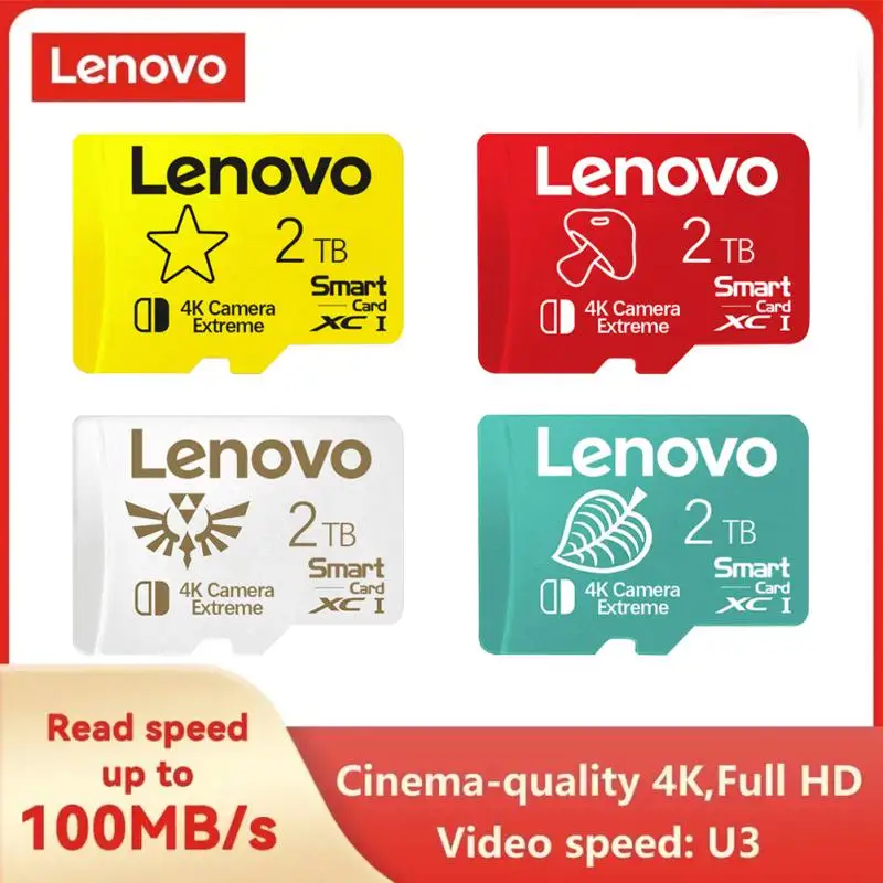 Lenovo-microtarjeta SD De 2TB Para Cámara De Vigilancia, Tarjeta De memoria De 128GB, 1TB, 512GB y 256GB, Tarjeta SD impermeable Para Nintendo Switch