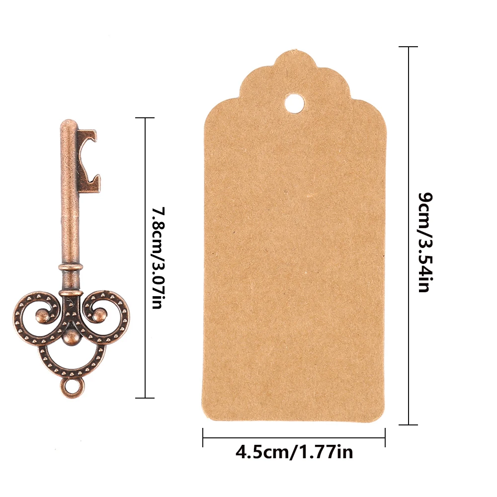 Kit 50 Faveurs De Mariage Vintage - Boîte Oreiller Kraft, Ouvre-bouteille Squelette Or, Ruban, étiquettes Merci, Pour Bonbons Ou Petits Cadeaux