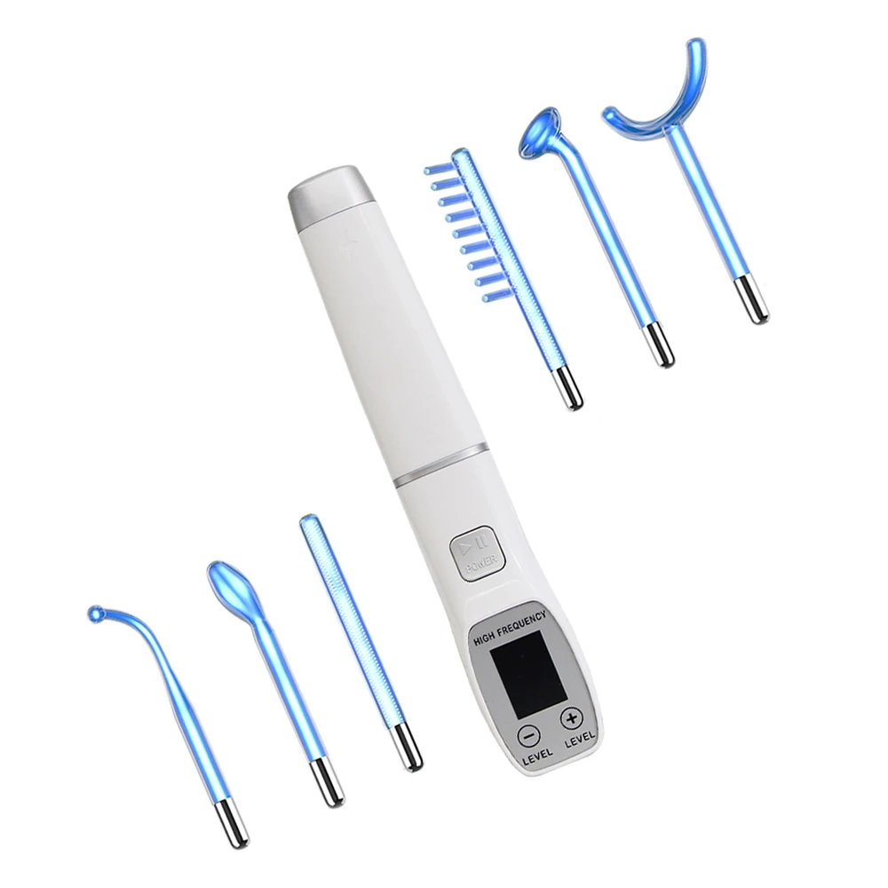 Beauty Instrument Blue High Frequency Facial Machine Screen Display Neon Electro Therapy Wand Glass Tube Anti Acne Spot Remove Skin Care Device