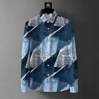 Nouvelle chemise tendance pour homme printemps/automne avec imprimé graffiti abstrait, infroissable, style mature, décontracté chic, polyvalente 3