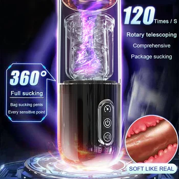 Masturbators for Men Automatic Sucking Telescopic Rotating Male Masturbator Cup Real Vagina Pocket Pussy Blowjob Machine Sex Toy 4
