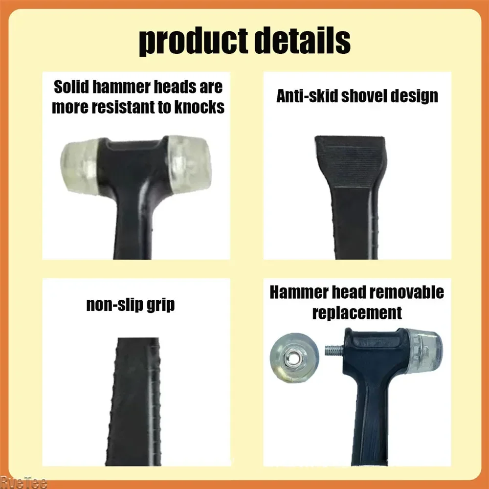2 in 1 Rubber Hammer with Crowbar for Ceramic Tile Installation Tools Doors Windows 4