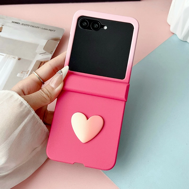 Gradient Heart Skin Feel Case with Screen and Hinge Protector - 3-Piece Set