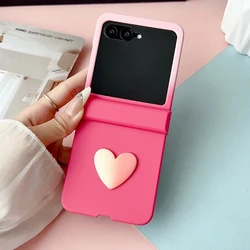 Gradient Heart Skin Feel Case with Screen and Hinge Protector - 3 - Piece Set for Motorola Razr 50 (Rose Pink(AiXin))