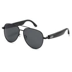 Enhanced Bluetooth Aviator Sunglasses for Men - Polarized UV Protection, Hands - Free Calling, Touch Control, Water - Resistant for Outdoor Activities (Black)