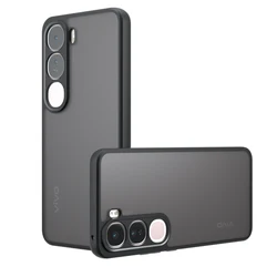 Luxury Matte Armor Transparent Acrylic Phone Cover for VIVO Y200 5G (Black)