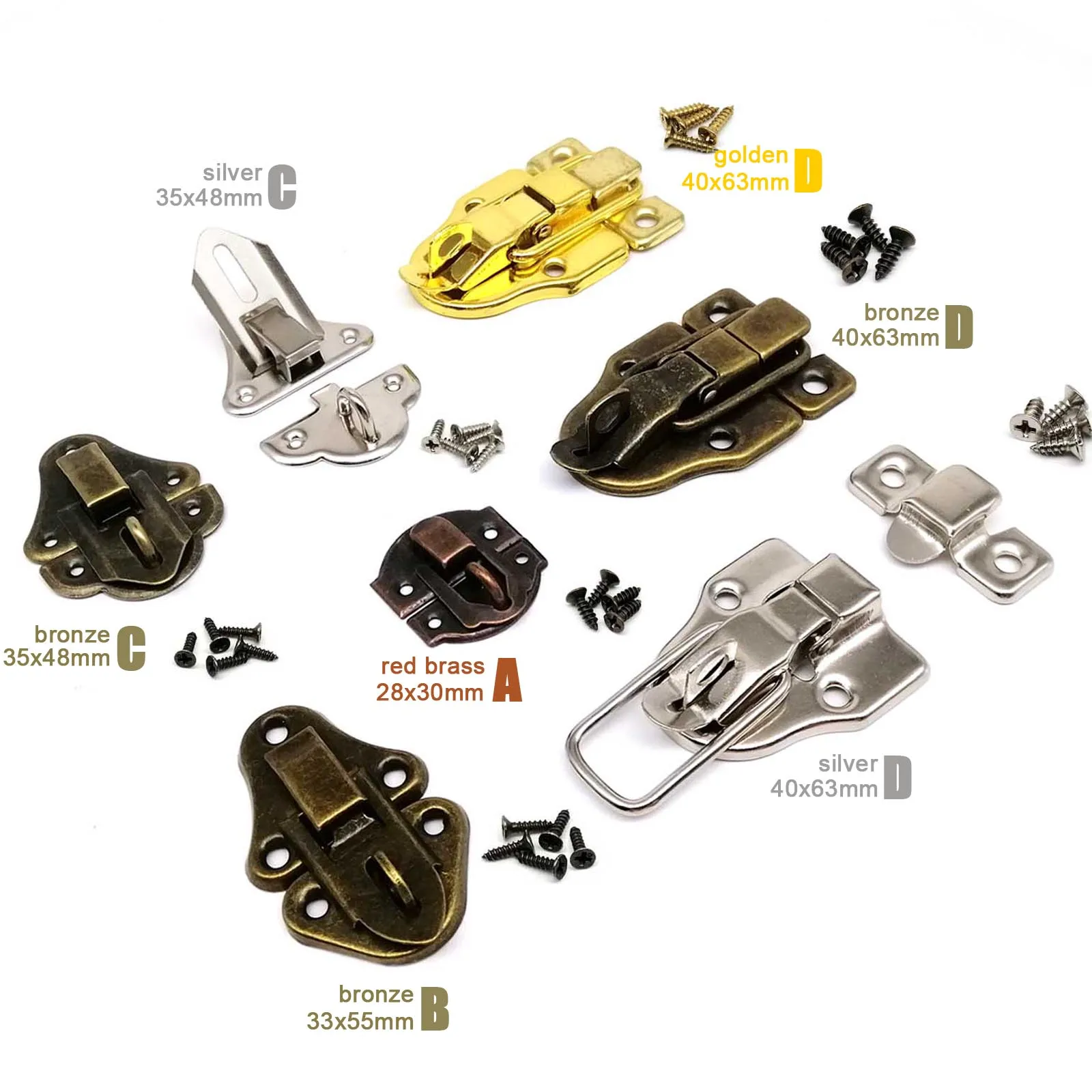 4pcs Jewelry Chest Wooden Gift Wine Box Case Latch Hasp Hook Clasp Suitcase Trunk Toggle Can Hold Lock Padlock Lockable + screws furniture hardware,toggle latches,jewelry box hasps,decorative latches