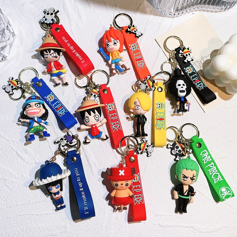 Porte-clés Anime One Piece pour homme et femme, accessoire de couple en  Pvc, Luffy Zoro Chopper, pendentif de Porte